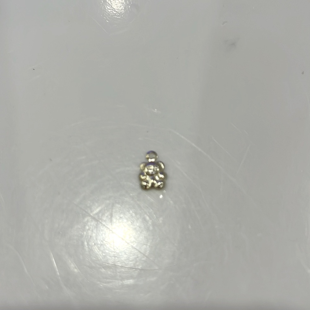 STERLING SILVER 6 x 9 mm WHITE TEDDY BEAR CHARM/PENDANT BRAND NEW